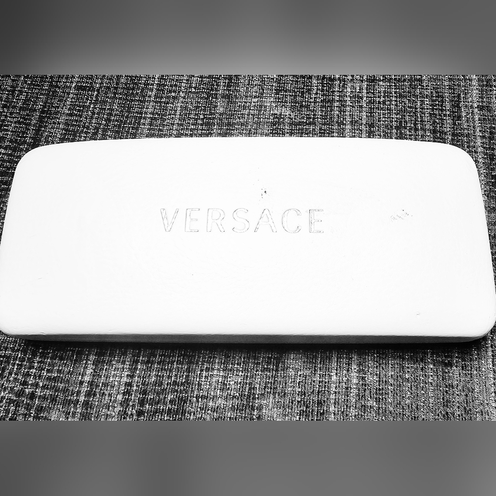 Vintage White Versace large sunglasses case, luxury, 1980s, Miami vice
